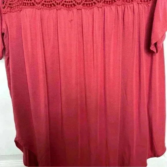 George T-Shirt Flowy Lace Red Size 2X - Picture 5 of 16